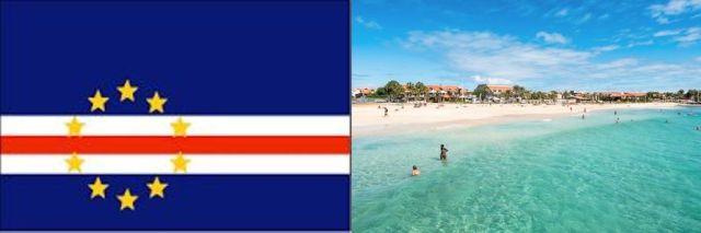 flag of cape verde and beach