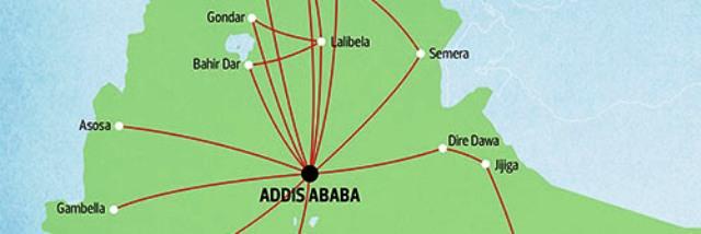 ethiopia map showing landlocked