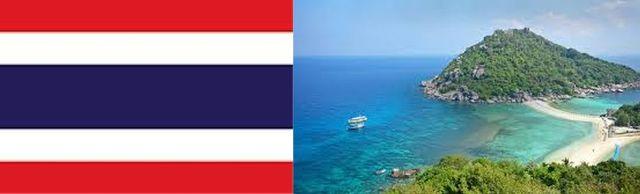 flag of thailand and beach