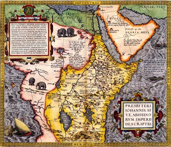 antique map of abyssinia by abraham ortelius