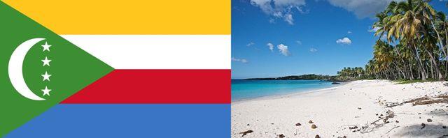 flag of comoros and beach