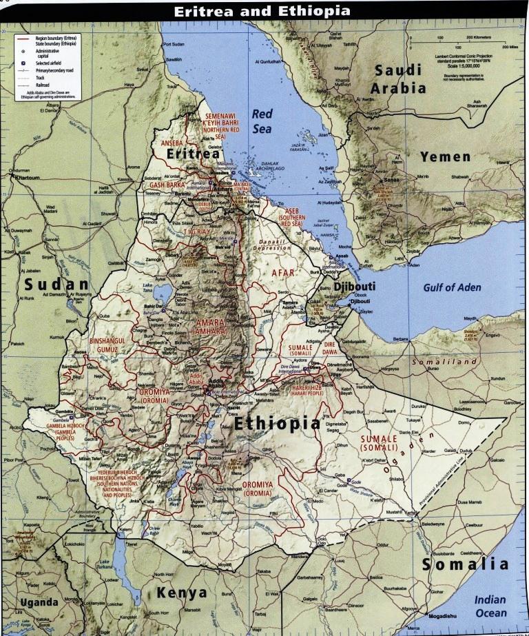 ethiopian and eritrean map from 2009