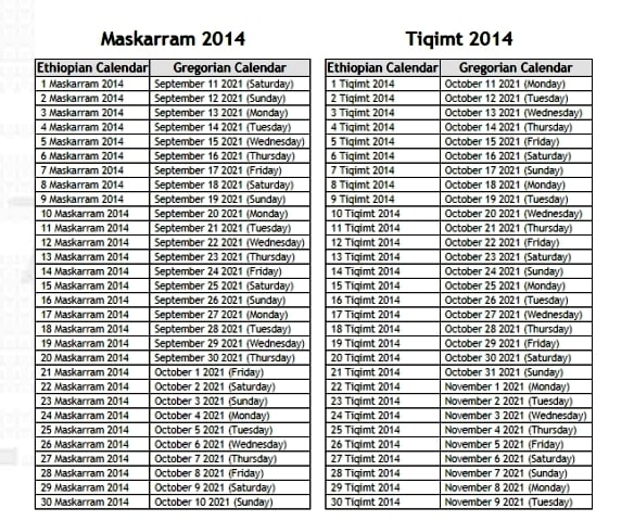 ethiopian calendar 2014 1