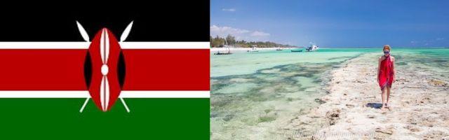flag of kenya and beach