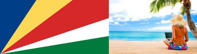 flag of Seychelles and beach